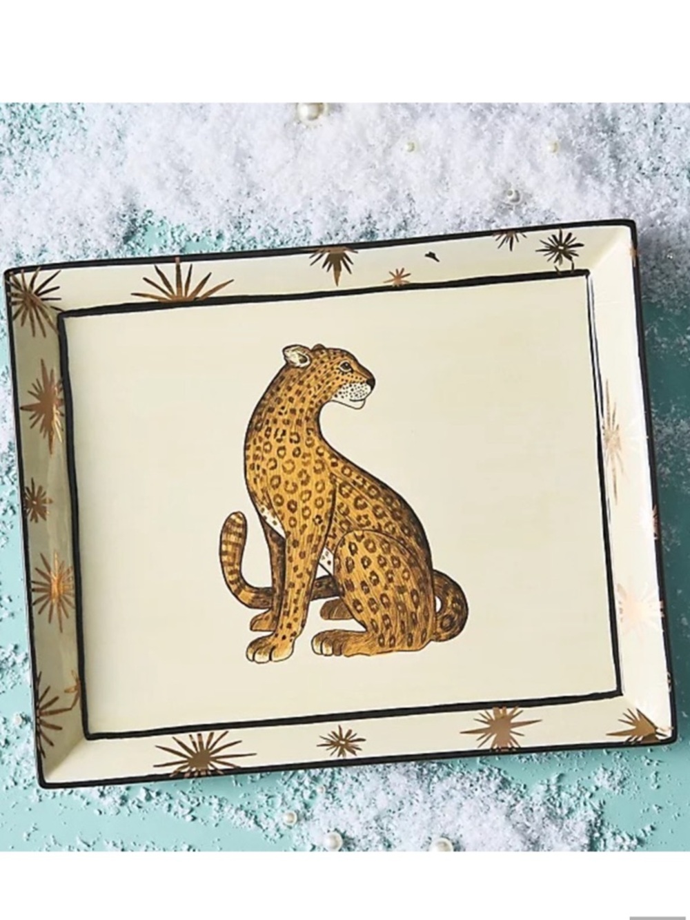 Anthropologie Leopard Vanity Trinket Large Tray